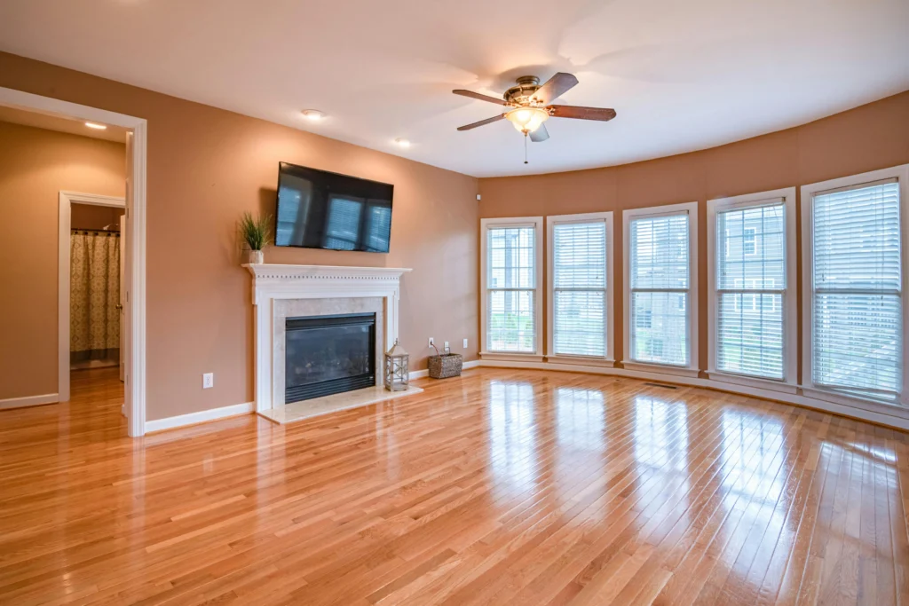 Modern laminate flooring installation in residential home